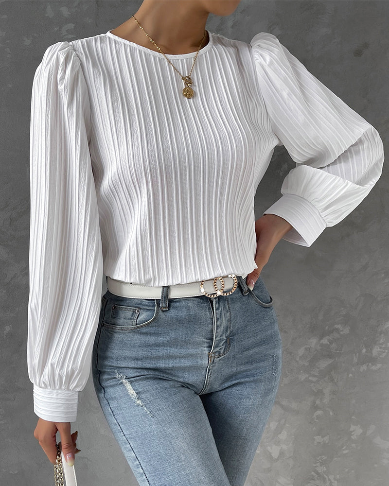 Bianca | Elegant bluse med lange lanterneærmer