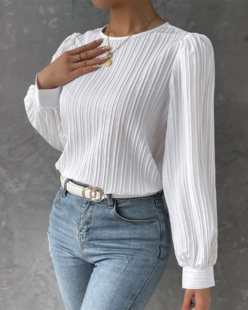 Bianca | Elegant bluse med lange lanterneærmer