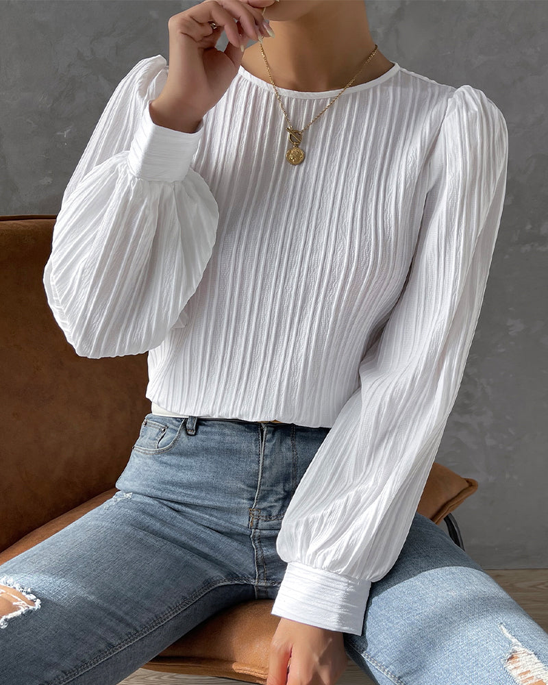 Bianca | Elegant bluse med lange lanterneærmer