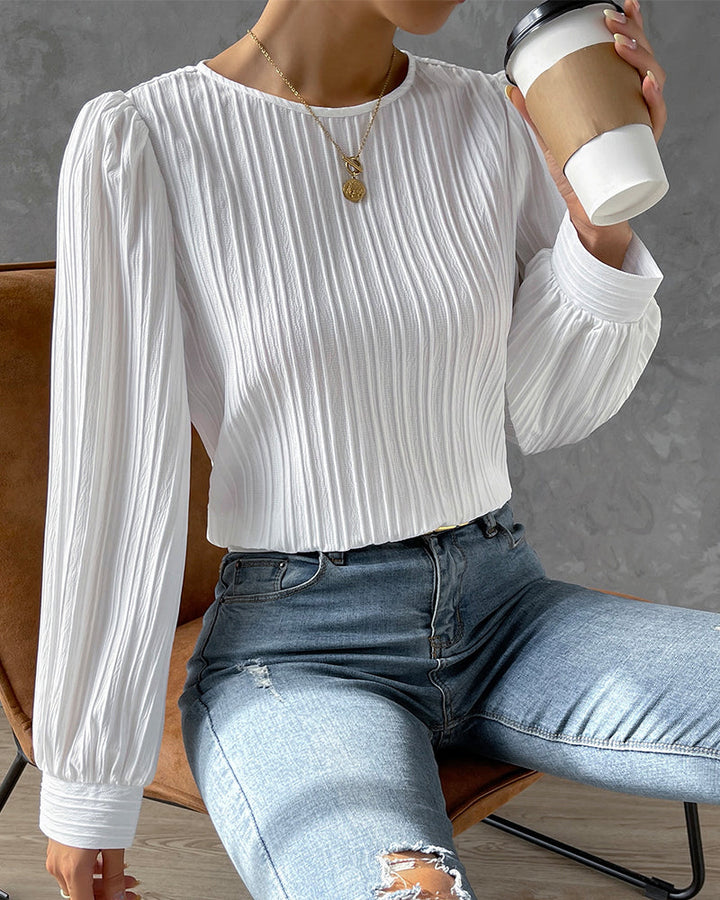 Bianca | Elegant bluse med lange lanterneærmer