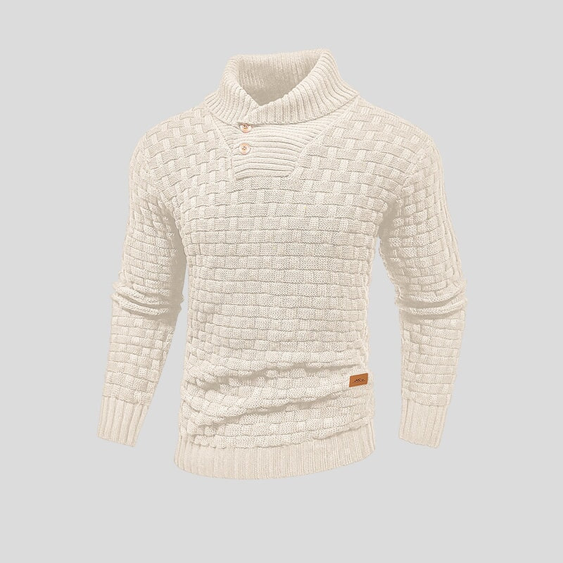 Knappet sweater med halv krave til mænd