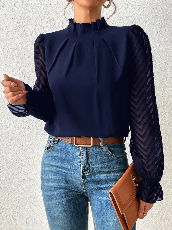 Nathalie | Elegant bluse med plisserede ærmer